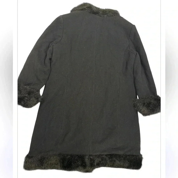 Donna Salyers’ Fabulous-Furs Cashmere/Wool Faux Fur Trim Full Length Coat Sz Lg - Picture 3 of 7